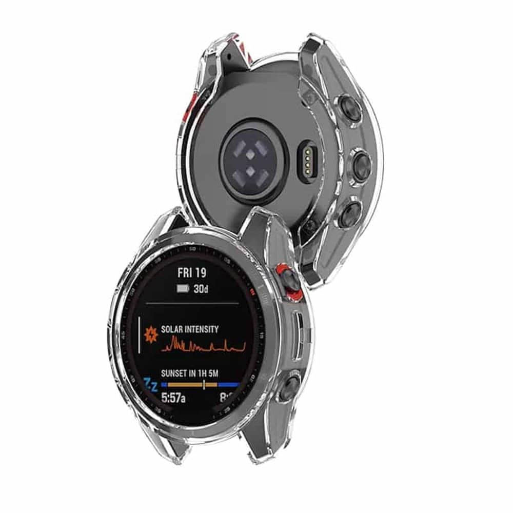 TPU Protective Bumper Cover for Garmin Fenix 7S- Clear Black 42mm