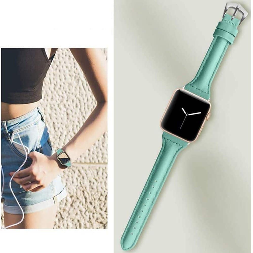 T shape Leather Strap for 38/40/41mm Apple Watch - Apricot