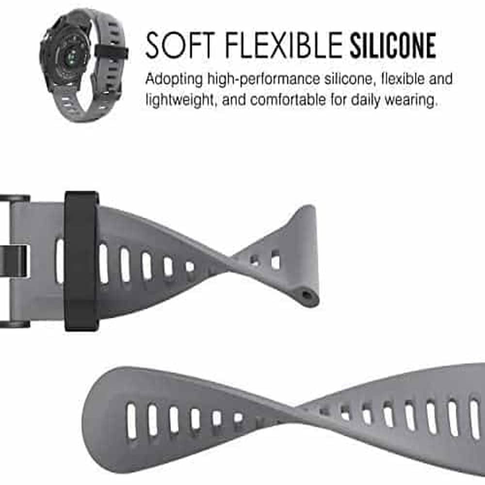 26mm Garmin Fenix 3/5X/6X Silicone Strap - Grey