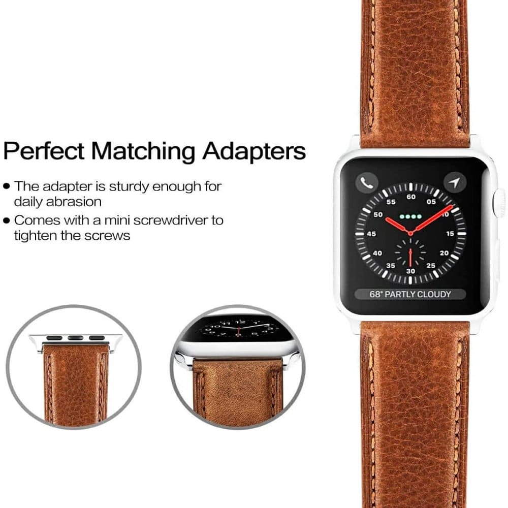 Genuine Leather Strap for 38/40/41mm Apple Watch- Black