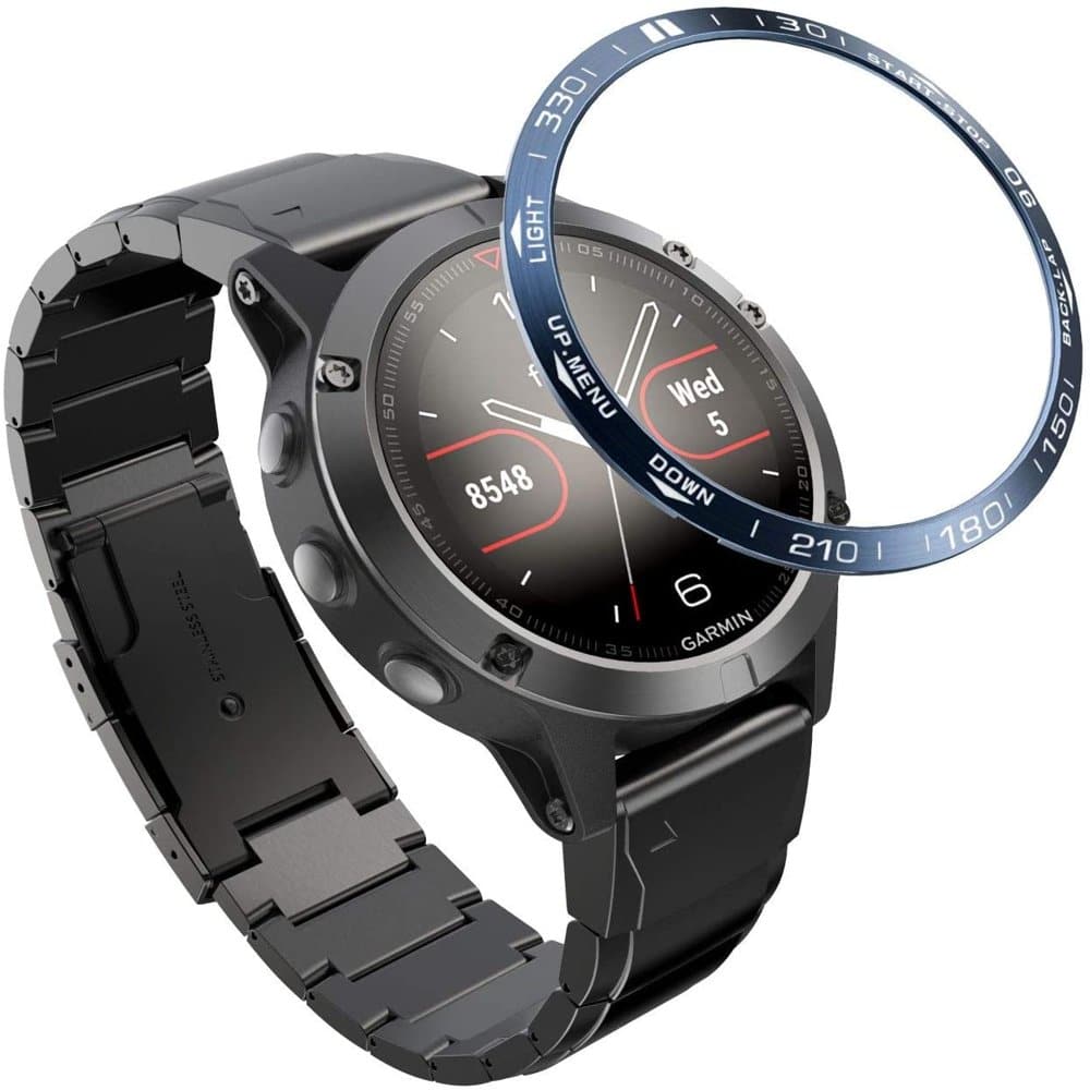 Garmin Fenix 5/5 Plus stainless steel watch bezel - Blue