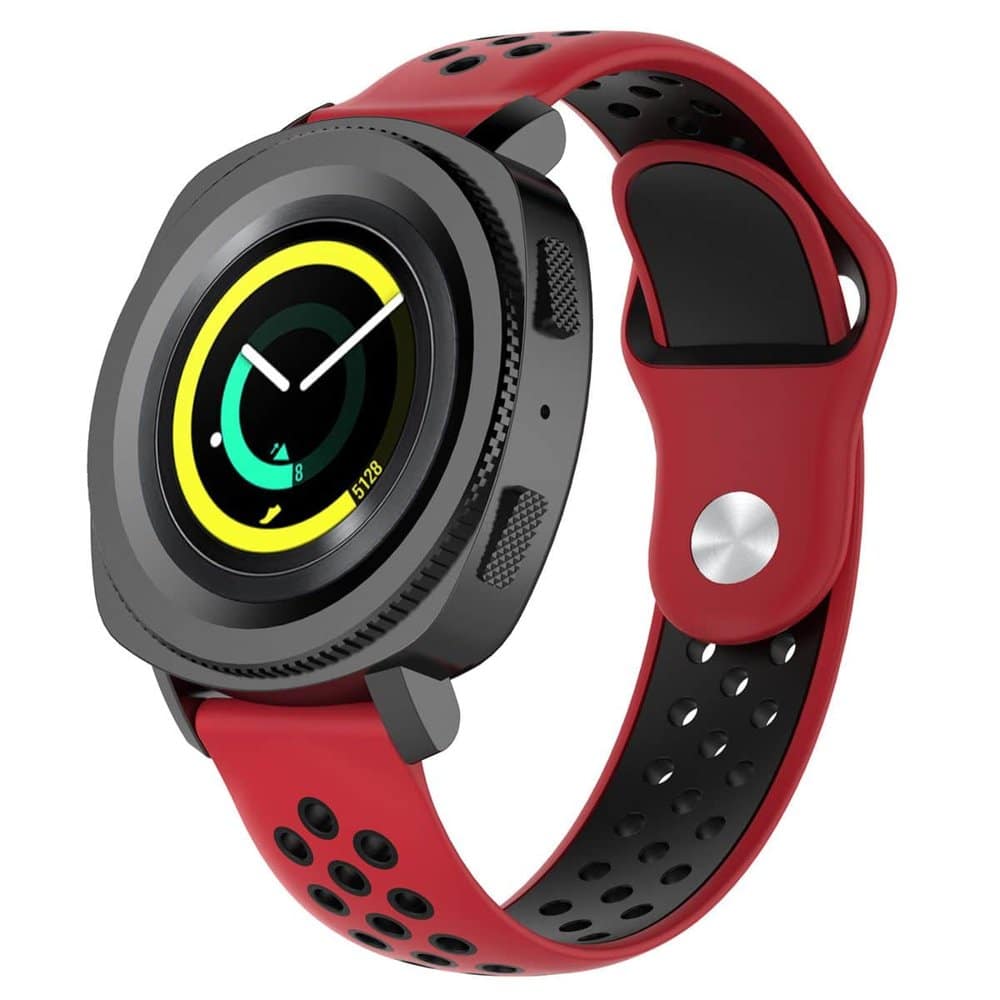 22mm Samsung Gear Sport silicone strap - Red & black