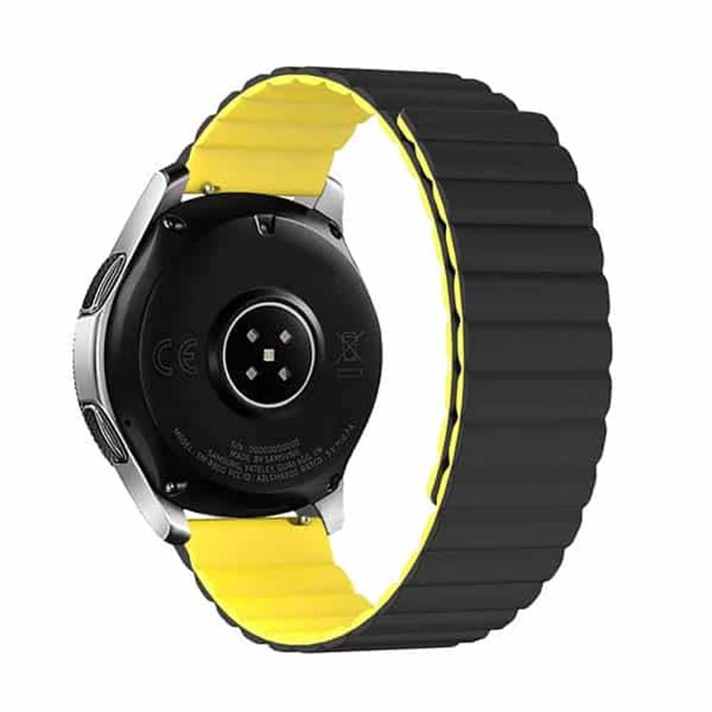 20MM Silicone Magnetic Watch Band - Black+Yellow