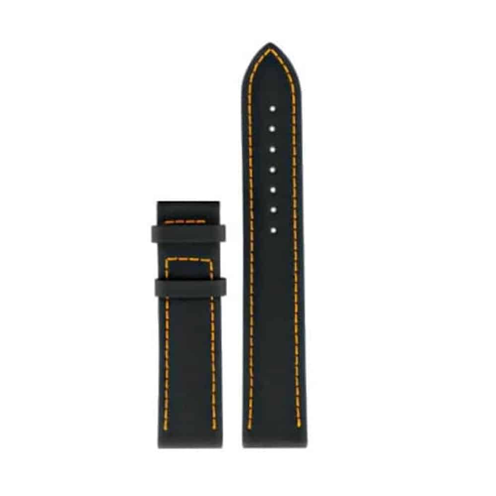 22mm Universal watch genuine leather & silicone strap - Black