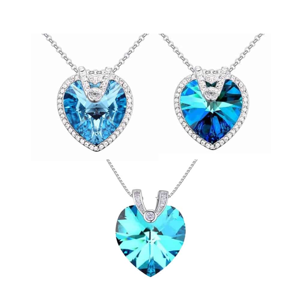 Titanic Crystal Blue Sapphire Love Heart Pendant Necklace