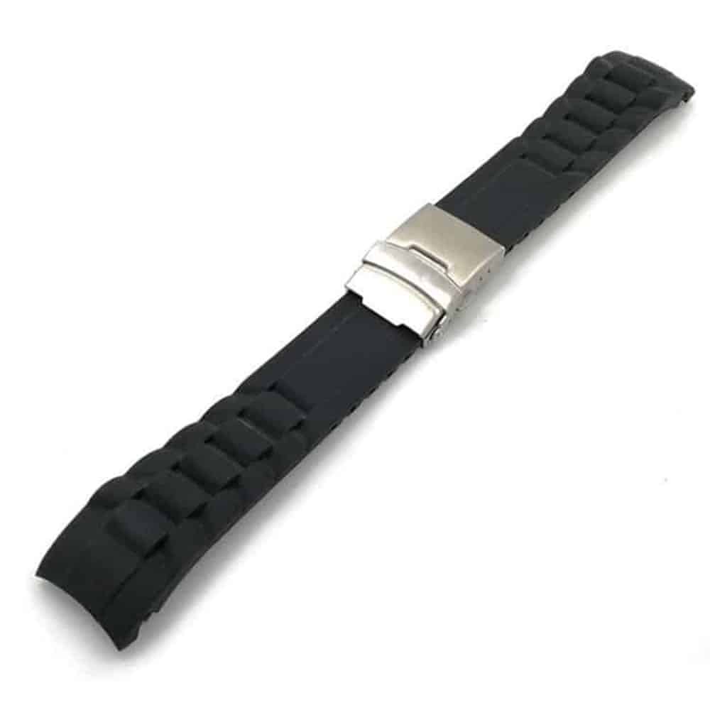 18mm Universal brand grooved silicone watch strap - Navy (M-L)