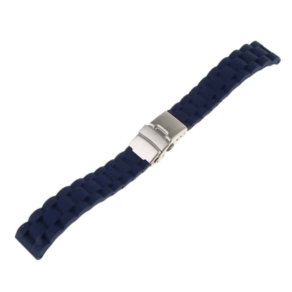 20mm Universal brand grooved silicone watch strap - Black (S-M)