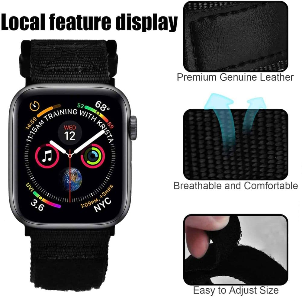 38/40/41mm Apple Watch surfing water-resistant nylon strap - Black