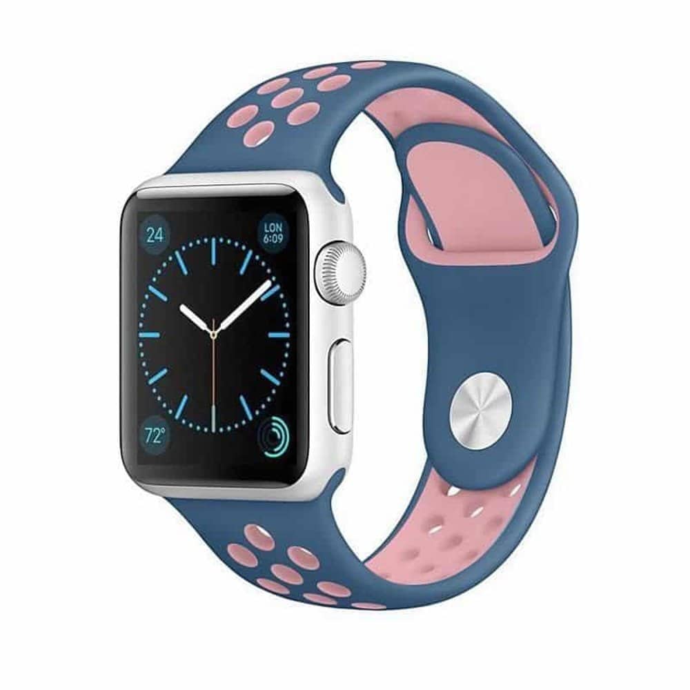 Silicone Strap for 38/40/41mm Apple iWatch (S/M) - Blue & Frost Blue