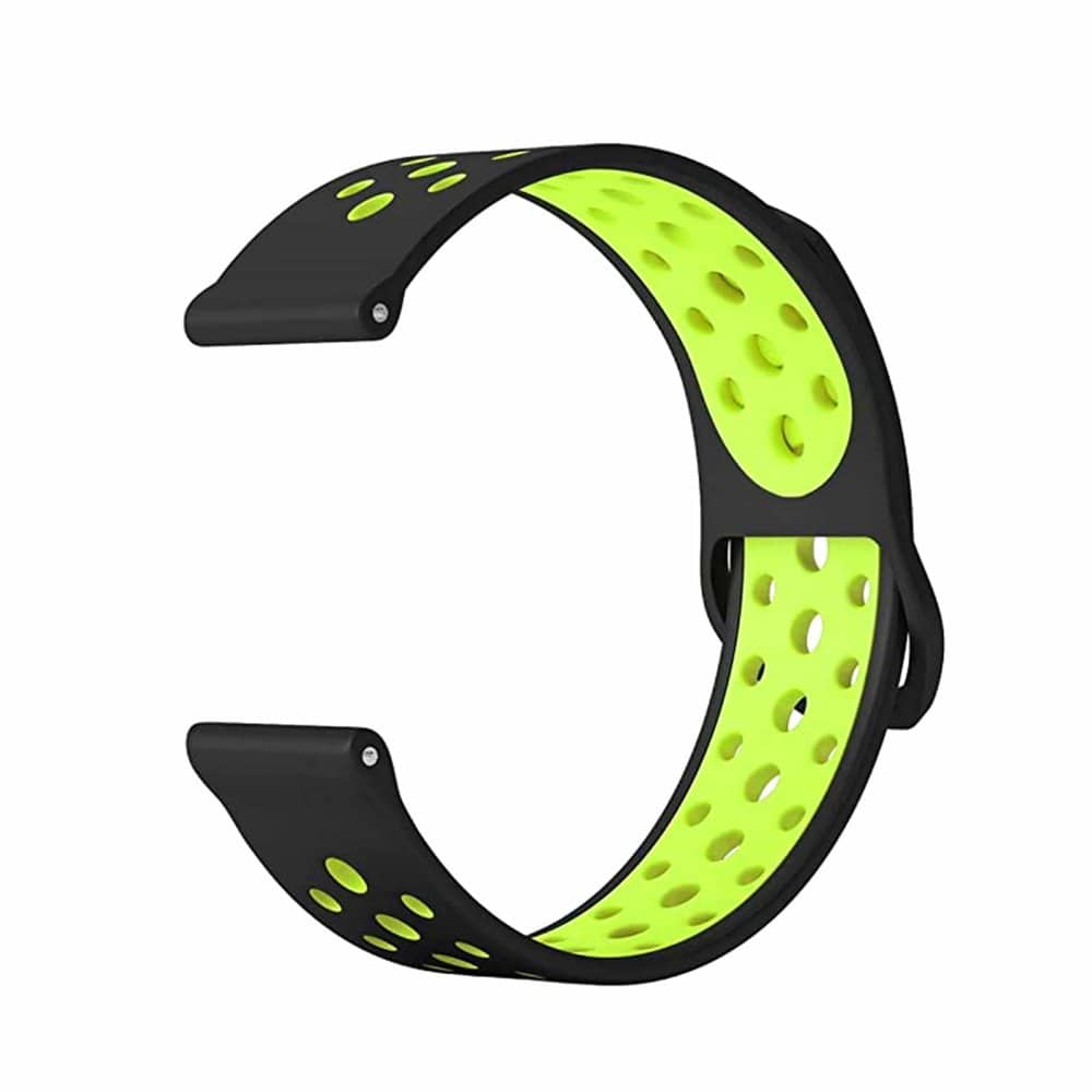 20mm Samsung Gear Sport silicone strap - Black & green