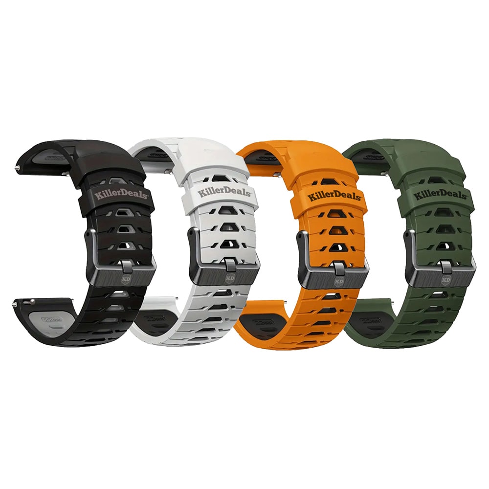 20mm Universal Watch Silicone Strap for Garmin Samsung Huawei- Dark Green & Black