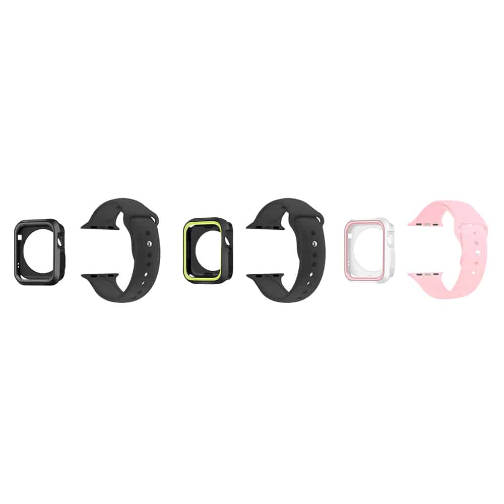 Silicone Strap & Case for 38mm Apple Watch- Black & Yellow