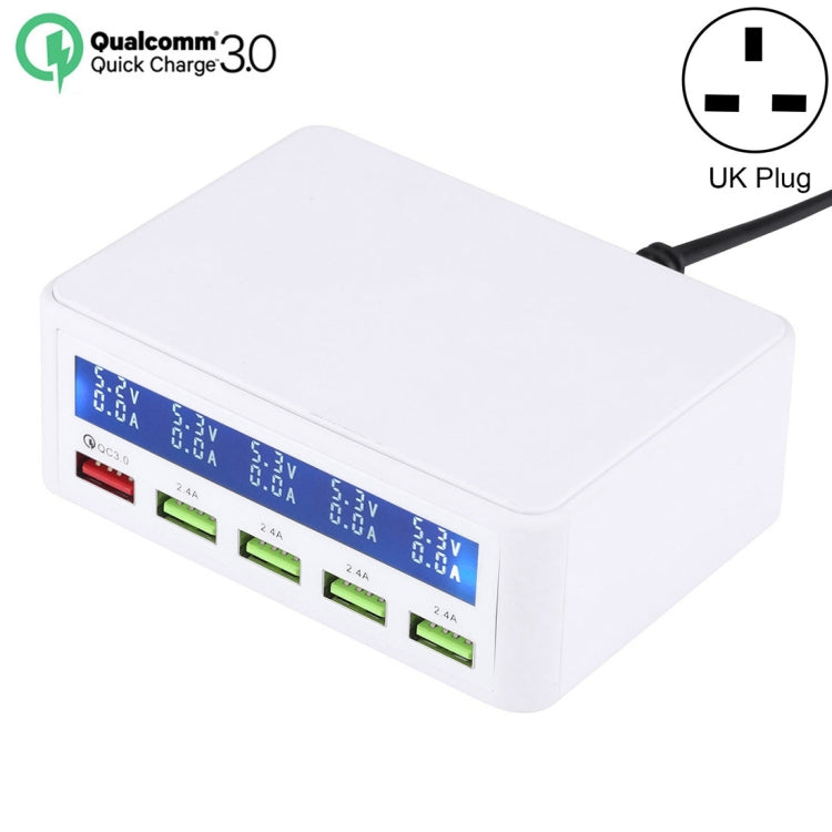 40W QC3 0 2 4A 4 USB Ports Fast Charger Station Travel Desktop Charger Power Adapter with LCD Digital Display UK Plug