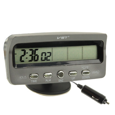 3 6 inch LCD Car Digital Thermometer with Time Date Week Alarm Car Storage Battery Voltage Display Black