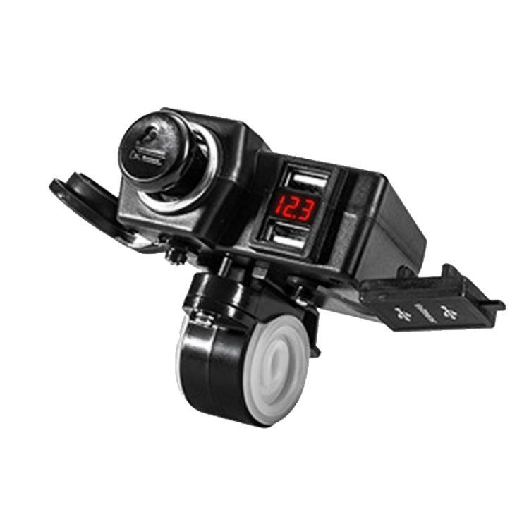 Motorcycle Car Dual USB Mobile Phone Charger With Cigarette Lighter Interface Multi function Digital Display Car Charger Style DYUK Red Light