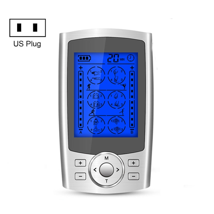 24 Mode Digital Electronic Pulse Massager Intelligent Whole Body Physical Therapy Meridian Massager Specification US Plug Silver