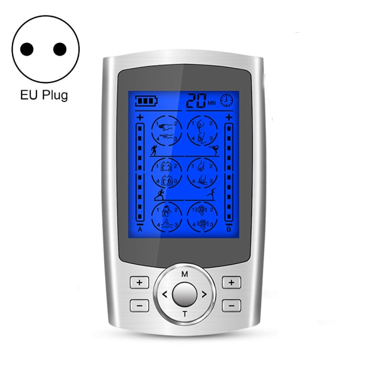 24 Mode Digital Electronic Pulse Massager Intelligent Whole Body Physical Therapy Meridian Massager Specification EU Plug Silver