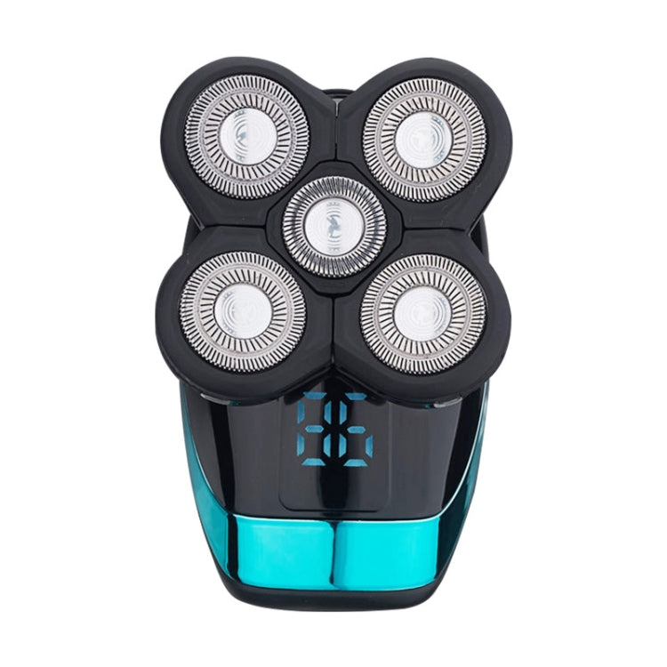 Electric Shaver Rechargeable Razor Intelligent Digital Display Bald Hair Clipper Style Blue