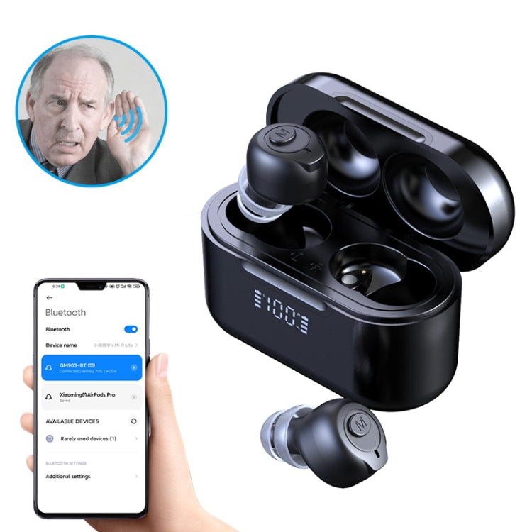 GM 903 Bluetooth Dual Host Digital Hearing Aids LCD Display Elderly Sound Amplifier Black