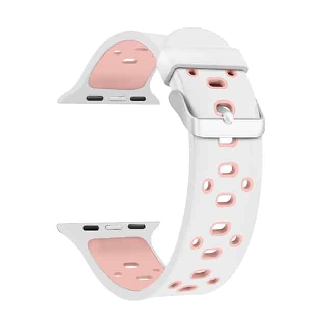 Silicone Strap for 38/40/41mm Apple Watch- White & Pink