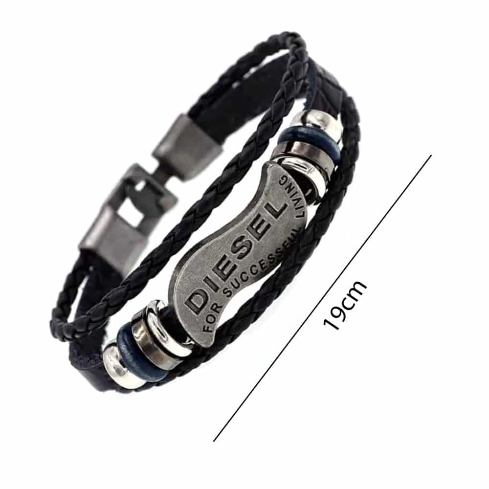 PU Vegan Leather Diesel Multi-Layered Rope Bracelet- S/M