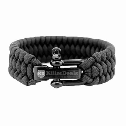 Heavy-Duty Paracord Outdoor Survival Emergency Bracelet- Black