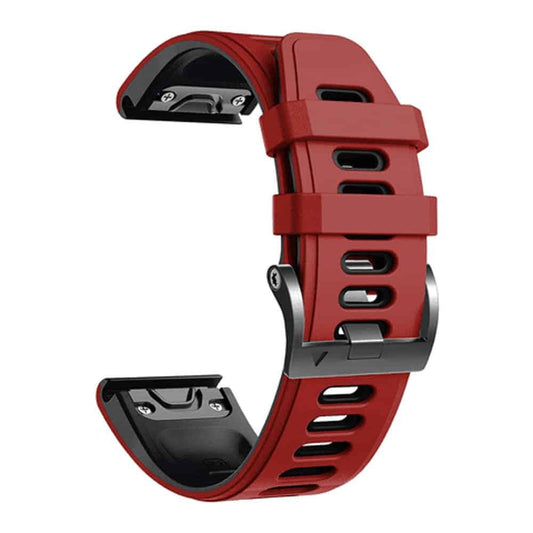 26mm Quick Fit Garmin Fenix 5X Silicone Strap - Red & Black (5X/6X/3/3HR)