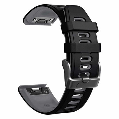 26mm Quick Fit Garmin Fenix 5X Silicone Strap - Black & Grey (5X/6X/3/3HR)