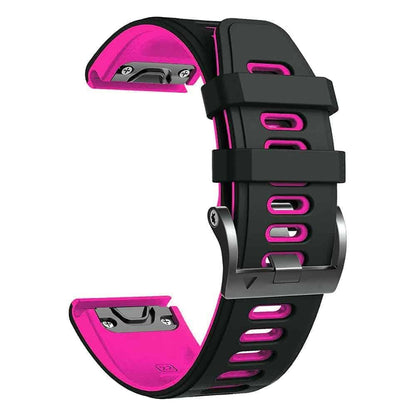 Quick Release Silicone band for Garmin 26mm Fenix 5X/6X/3/3HR - Black & Pink