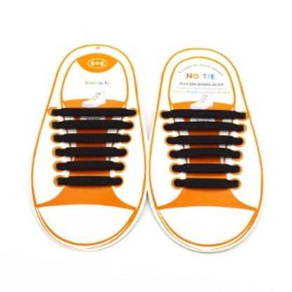 Speed Laces No Tie Silicone Elastic Shoe Lace for Kids - Black