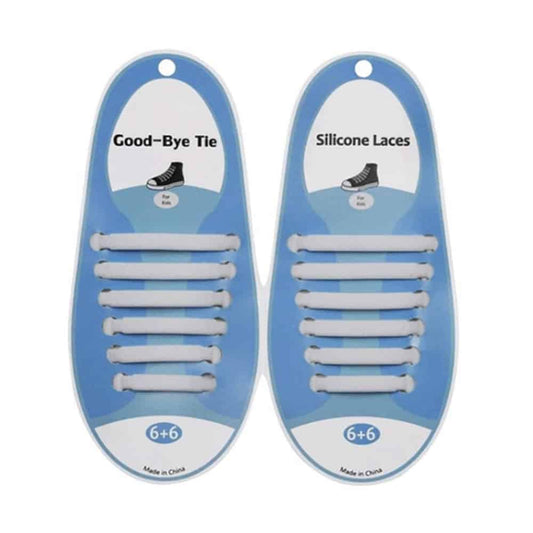 Speed Laces No Tie Silicone Elastic Shoe Lace for Kids - White