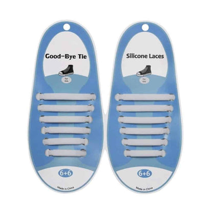 Speed Laces No Tie Silicone Elastic Shoe Lace for Kids - White