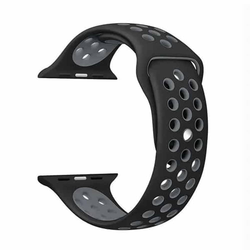 Silicone Strap for 38/40/41mm Apple Watch(M/L) - Black & Grey