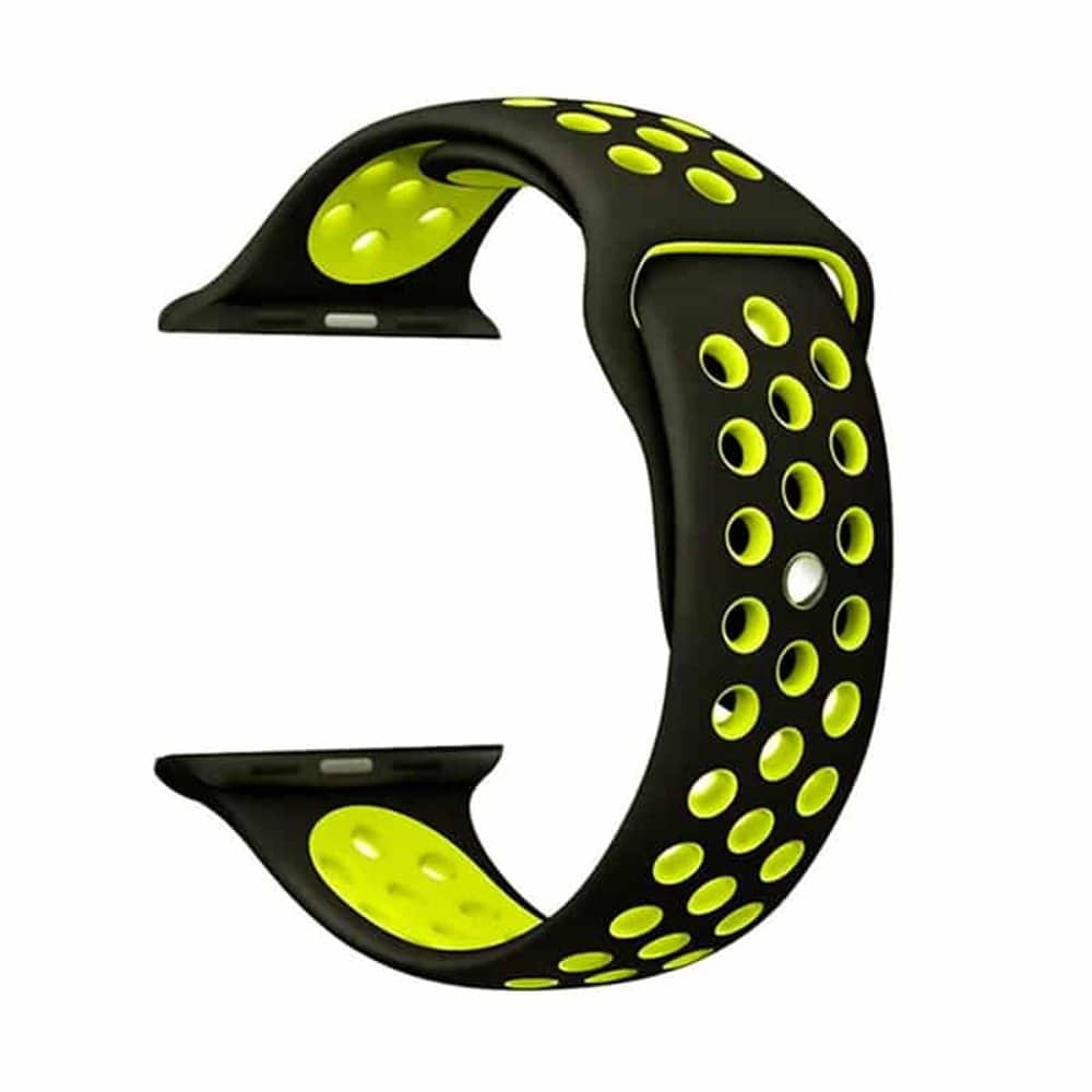 Silicone Strap for 38/40/41mm Apple Watch (S/M) - Black & Yellow