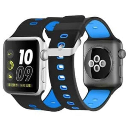 Perforated Silicone Strap for 38/40/41mm Apple Watch  - Black & Blue