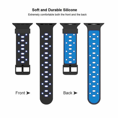 Perforated Silicone Strap for 38/40/41mm Apple Watch  - Black & Blue