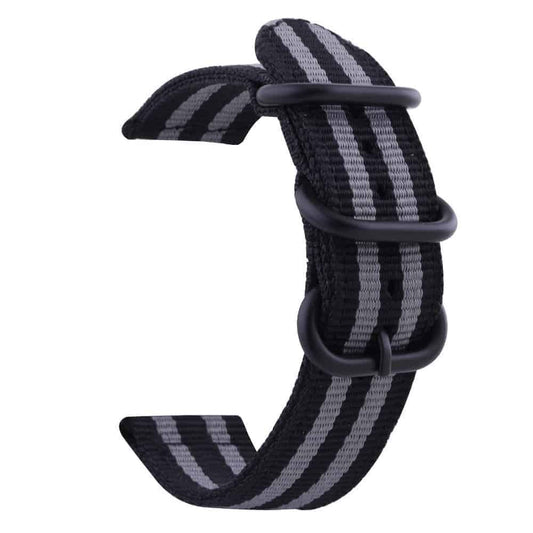 20mm Universal watch replacement nylon strap - Black & grey