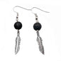 feather leaf charm lava stone essential oil diffuser aromatherapy earrings