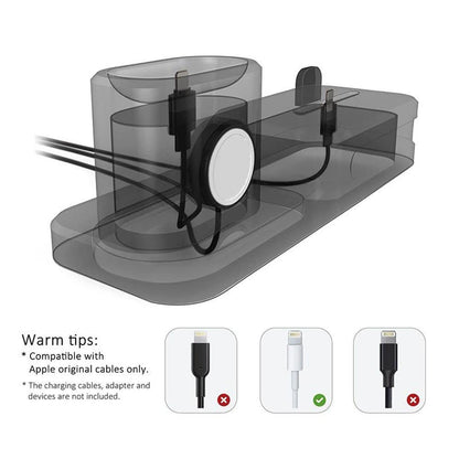 3-in-1 Silicone Docking Stand for Apple iPhone, iWatch & AirPods - Black