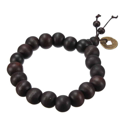 Unisex Large 15mm Wooden Bead Bracelet - Dark Brown