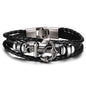 Unisex Stainless Steel Anchor Charm & Leather Bracelet- L/XL