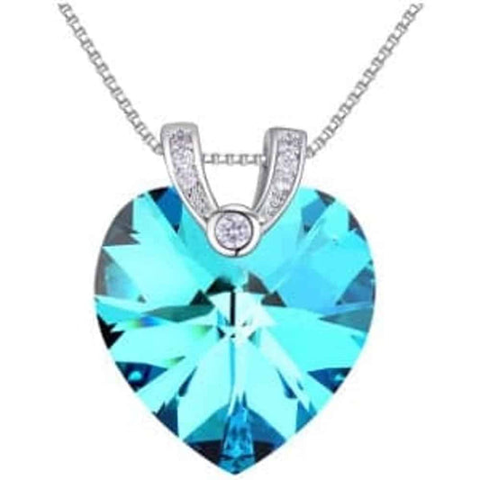 Titanic Crystal Blue Sapphire Love Heart Pendant Necklace