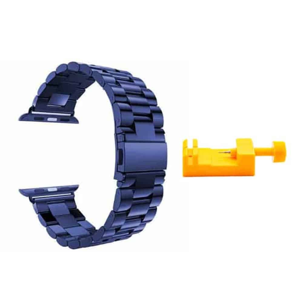 3 Link Stainless Steel Band for Apple watch 38/40/41mm  - Blue + Link removal tool
