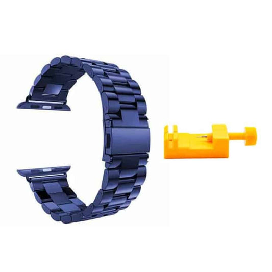 3 Link Stainless Steel Band for Apple watch 38/40/41mm  - Blue + Link removal tool