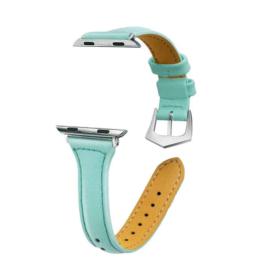 T shape Leather Strap for 38/40/41mm Apple Watch- Frost Green