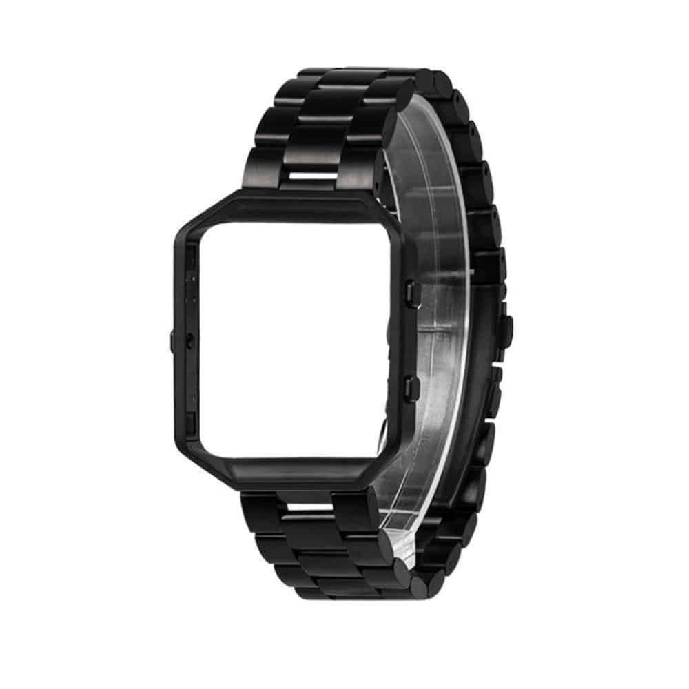 Stainless Steel Strap w/Metal Frame for Fitbit Blaze - Black + Link removal tool