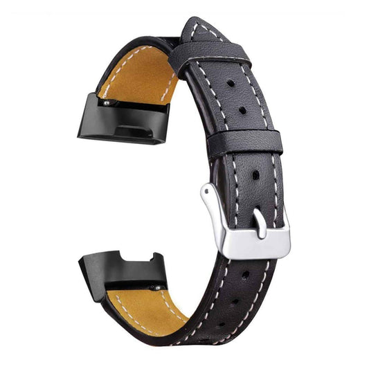 PE Leather Strap for Fitbit Charge 3/4, Sense  - Black