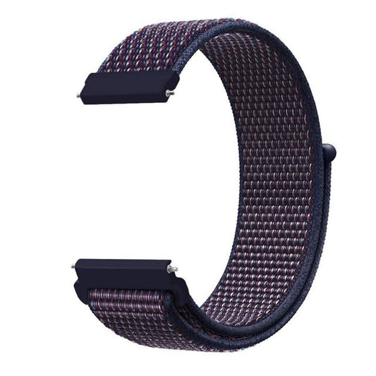 Nylon Strap for Garmin Vivoactive 3/Venu/Forerunner 245/645/ Suunto Fitness/Polar Ignite Navy/Purple S/M/L