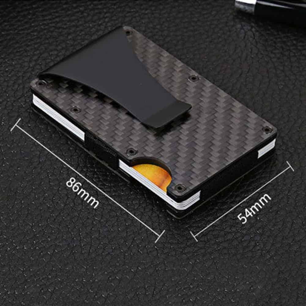 Minimalist Carbon Fiber RFID Credit Card Holder Wallet - Black