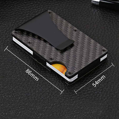 Minimalist Carbon Fiber RFID Credit Card Holder Wallet - Black